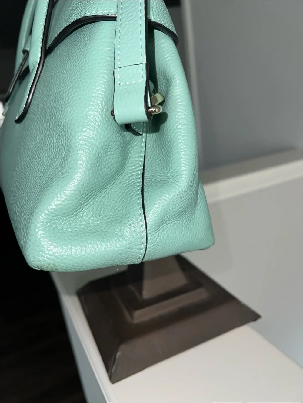 Jack&Chris Style Leather Satchel/Tote Bag - Sage Mint Green
